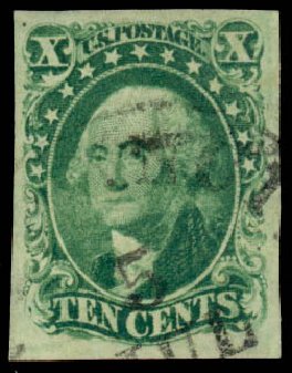 Value of US Stamp Scott # 16 - 1855 10c Washington. Daniel Kelleher Auctions, Dec 2013, Sale 640, Lot 52