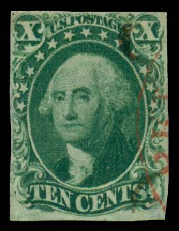 Price of US Stamp Scott Catalog 16: 1855 10c Washington. Daniel Kelleher Auctions, Sep 2013, Sale 639, Lot 353