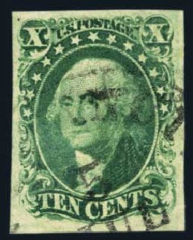 US Stamp Values Scott Catalogue # 16 - 10c 1855 Washington. Harmer-Schau Auction Galleries, Aug 2014, Sale 102, Lot 1656
