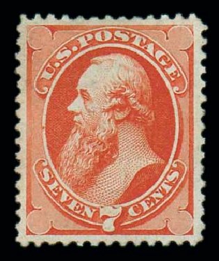 Values of US Stamp Scott 160 - 7c 1873 Stanton Continental. Matthew Bennett International, Oct 2007, Sale 320, Lot 467