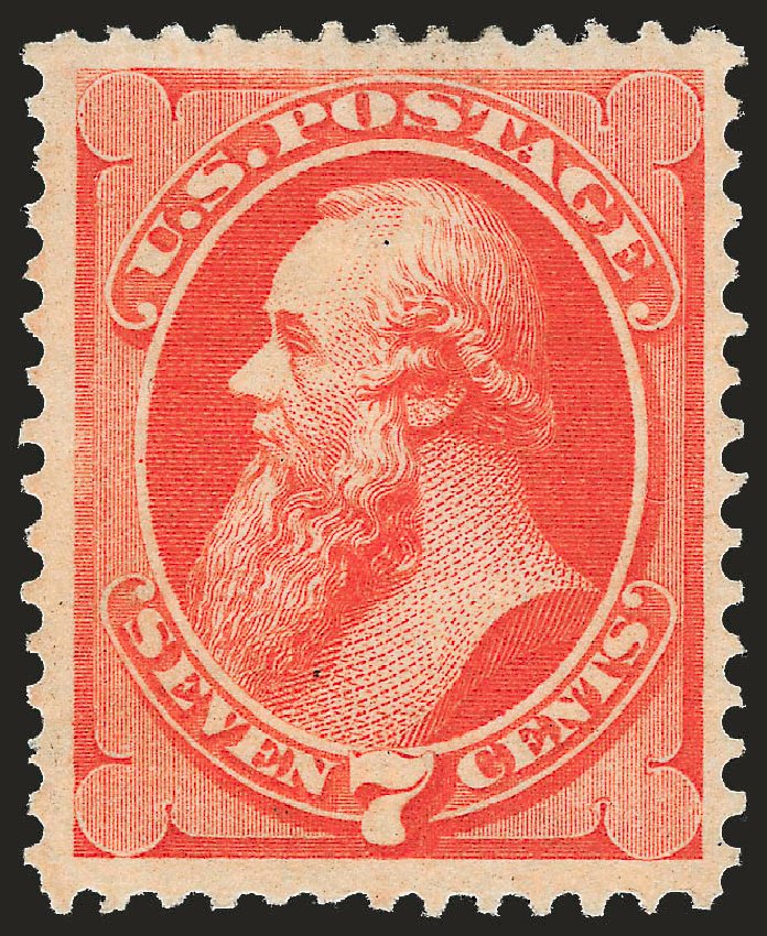 US Stamp Values Scott Catalog #160 - 1873 7c Stanton Continental. Robert Siegel Auction Galleries, Dec 2008, Sale 967, Lot 4287