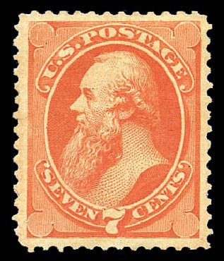 Cost of US Stamps Scott Cat. #160 - 7c 1873 Stanton Continental. Matthew Bennett International, Sep 2010, Sale 333, Lot 3568