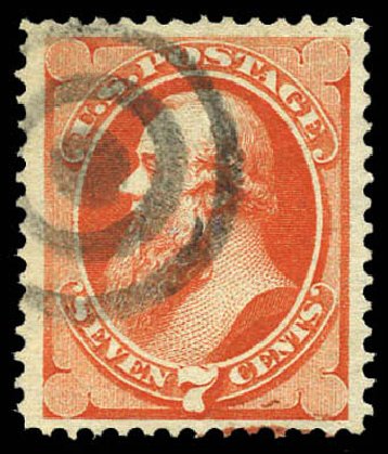 US Stamps Values Scott 160 - 7c 1873 Stanton Continental. Matthew Bennett International, Mar 2011, Sale 337, Lot 2641