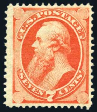 Cost of US Stamps Scott Catalogue 160 - 7c 1873 Stanton Continental. Harmer-Schau Auction Galleries, Jun 2008, Sale 78, Lot 1385