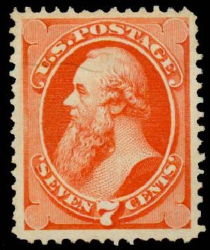 Costs of US Stamps Scott 160: 7c 1873 Stanton Continental. Daniel Kelleher Auctions, Sep 2013, Sale 639, Lot 3273