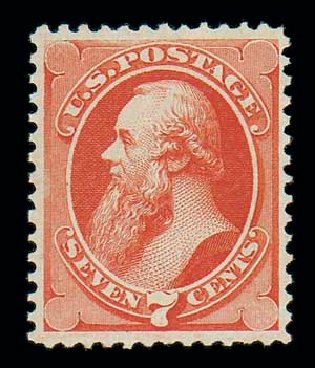 US Stamps Value Scott Catalogue 160: 7c 1873 Stanton Continental. Matthew Bennett International, Dec 2007, Sale 324, Lot 1116