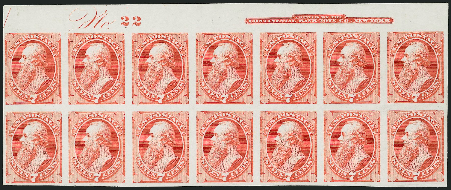 Values of US Stamps Scott Catalogue 160 - 1873 7c Stanton Continental. Robert Siegel Auction Galleries, Dec 2012, Sale 1037, Lot 1156