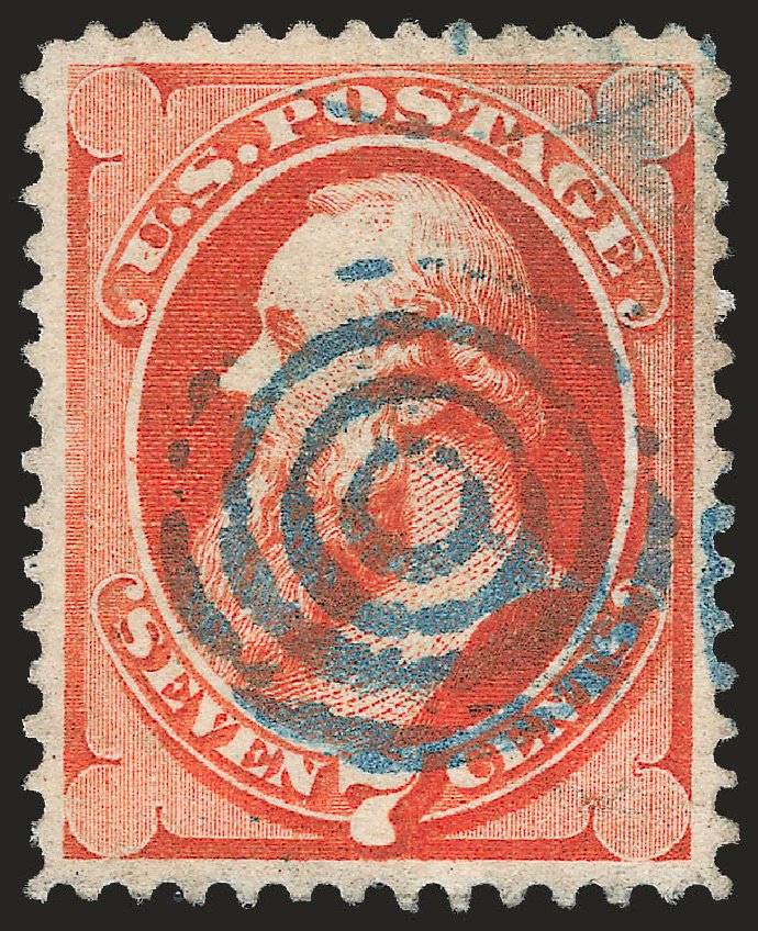 US Stamp Values Scott Catalog #160 - 7c 1873 Stanton Continental. Robert Siegel Auction Galleries, Jun 2010, Sale 992, Lot 2236