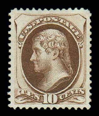 US Stamps Values Scott Catalogue 161 - 1873 10c Jefferson Continental. Matthew Bennett International, Dec 2007, Sale 324, Lot 1117