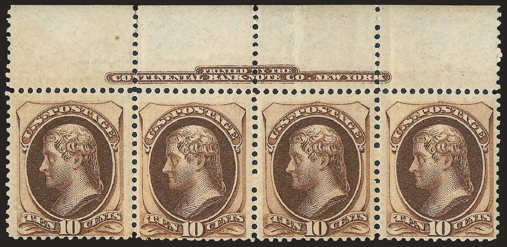 US Stamp Prices Scott Catalog #161: 10c 1873 Jefferson Continental. Robert Siegel Auction Galleries, Jun 2010, Sale 992, Lot 2237