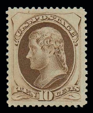 Cost of US Stamps Scott Cat. # 161 - 10c 1873 Jefferson Continental. Matthew Bennett International, Oct 2007, Sale 320, Lot 468