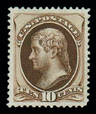Values of US Stamp Scott #161: 1873 10c Jefferson Continental. Matthew Bennett International, Dec 2007, Sale 324, Lot 1118