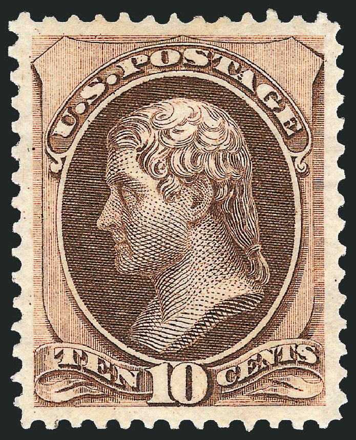 US Stamps Values Scott #161 - 10c 1873 Jefferson Continental. Robert Siegel Auction Galleries, Dec 2008, Sale 967, Lot 4288