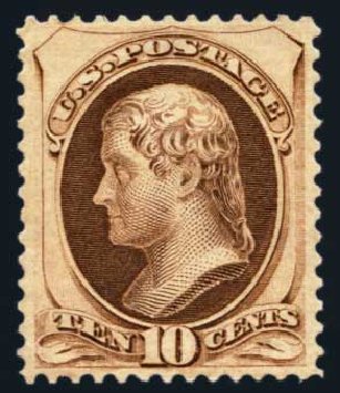 Cost of US Stamps Scott Catalog #161: 1873 10c Jefferson Continental. Harmer-Schau Auction Galleries, Aug 2014, Sale 102, Lot 1799