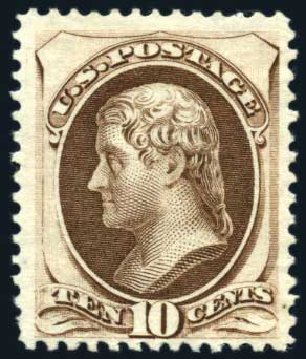 Value of US Stamps Scott Catalog 161: 10c 1873 Jefferson Continental. Harmer-Schau Auction Galleries, Feb 2009, Sale 80, Lot 1169
