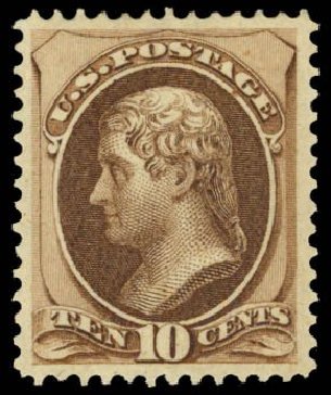 Cost of US Stamps Scott Catalogue # 161: 10c 1873 Jefferson Continental. Daniel Kelleher Auctions, May 2014, Sale 653, Lot 2120