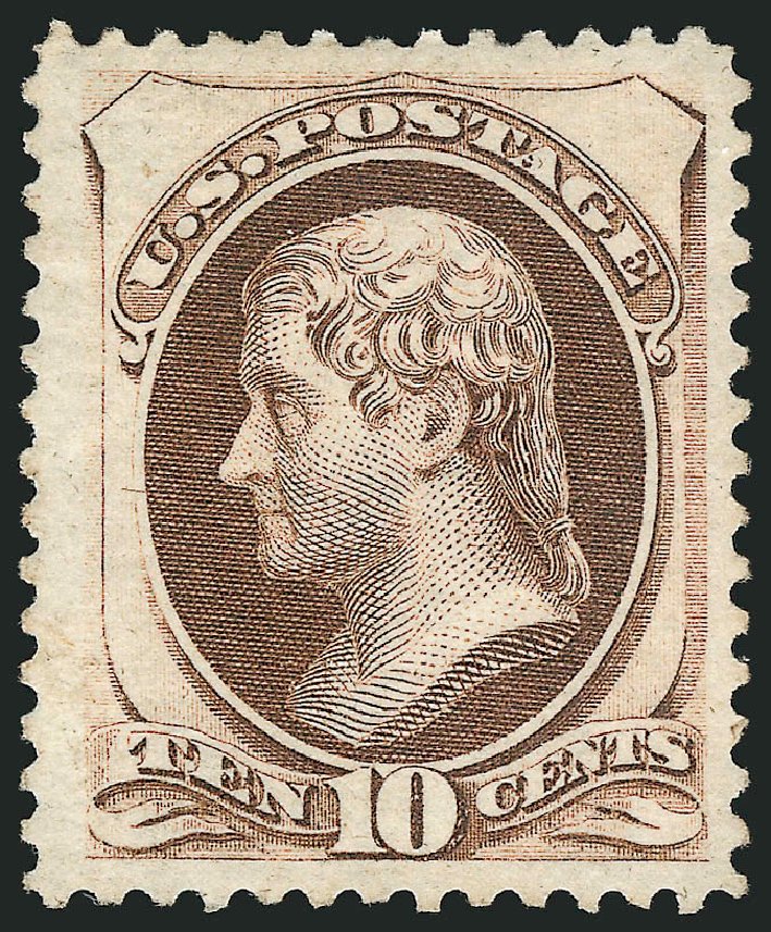 US Stamps Values Scott #161 - 10c 1873 Jefferson Continental. Robert Siegel Auction Galleries, Dec 2014, Sale 1090, Lot 1331