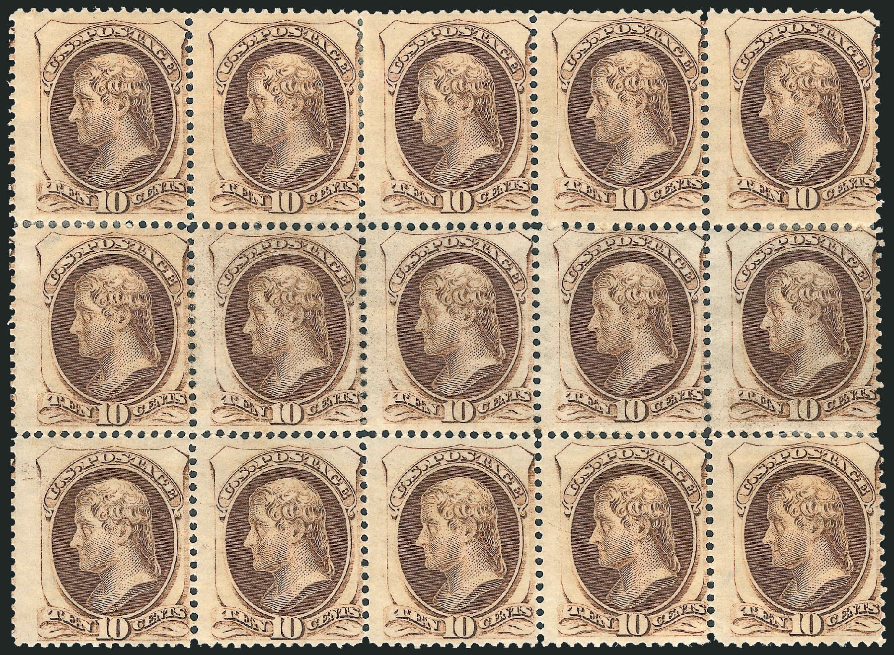 US Stamps Prices Scott Cat. # 161 - 1873 10c Jefferson Continental. Robert Siegel Auction Galleries, Mar 2013, Sale 1040, Lot 1424