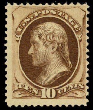 US Stamps Value Scott Catalogue # 161 - 10c 1873 Jefferson Continental. Daniel Kelleher Auctions, Sep 2013, Sale 639, Lot 3275