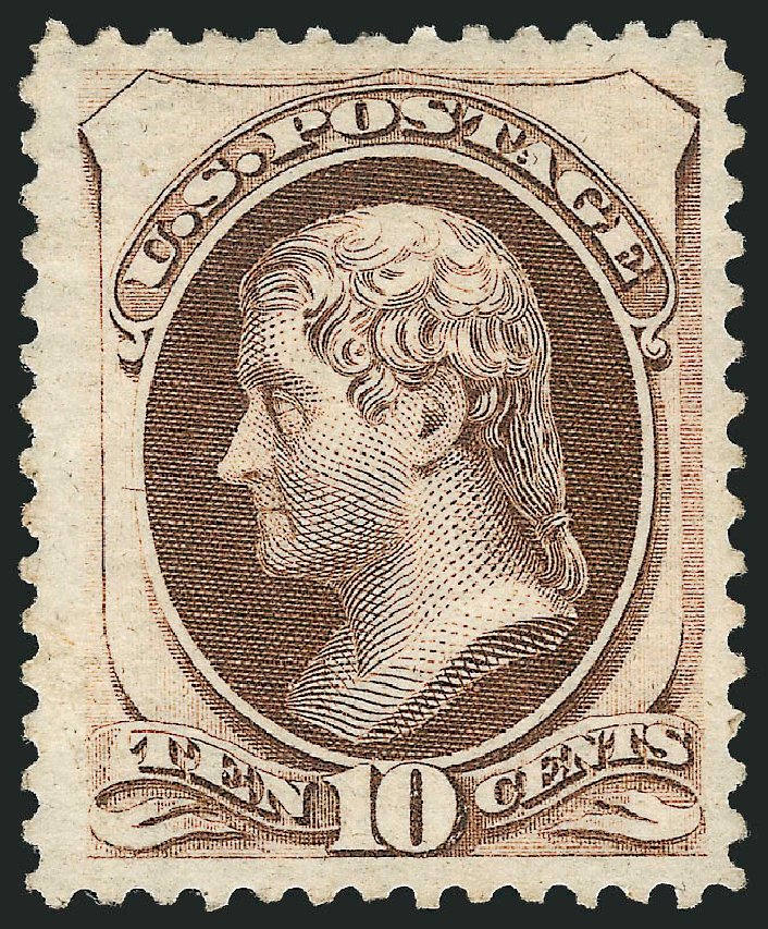 US Stamp Values Scott #161: 10c 1873 Jefferson Continental. Robert Siegel Auction Galleries, Dec 2012, Sale 1037, Lot 1735