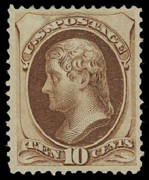 Values of US Stamps Scott Catalogue # 161 - 10c 1873 Jefferson Continental. Daniel Kelleher Auctions, Jul 2011, Sale 625, Lot 782
