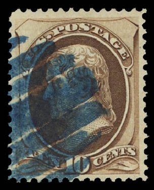 Cost of US Stamps Scott Catalog #161 - 1873 10c Jefferson Continental. Daniel Kelleher Auctions, Jul 2011, Sale 625, Lot 783