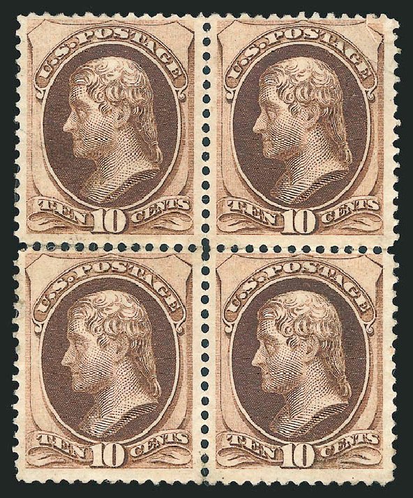 Cost of US Stamp Scott # 161: 10c 1873 Jefferson Continental. Robert Siegel Auction Galleries, Dec 2009, Sale 982, Lot 5463
