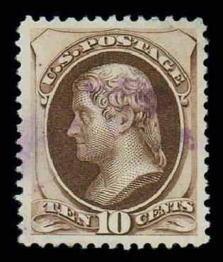Value of US Stamp Scott Catalog # 161: 10c 1873 Jefferson Continental. Matthew Bennett International, Dec 2007, Sale 323, Lot 406