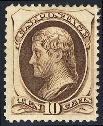 Costs of US Stamp Scott Catalog 161: 1873 10c Jefferson Continental. Cherrystone Auctions, Nov 2008, Sale 200811, Lot 1076