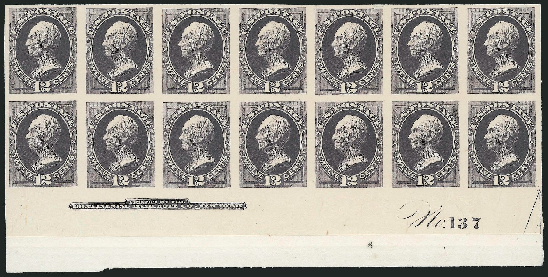 US Stamps Value Scott Cat. # 162: 1873 12c Clay Continental. Robert Siegel Auction Galleries, Dec 2010, Sale 1000, Lot 1095