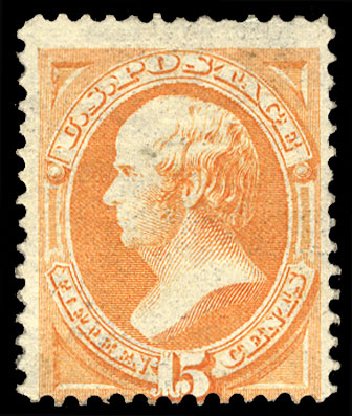 US Stamp Prices Scott Catalog 163 - 15c 1873 Webster Continental. Cherrystone Auctions, Apr 2010, Sale 201004, Lot 177