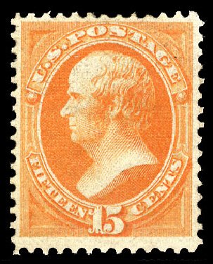 US Stamps Value Scott Catalog #163 - 1873 15c Webster Continental. Cherrystone Auctions, Nov 2010, Sale 201011, Lot 117