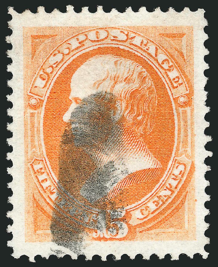US Stamps Values Scott 163 - 1873 15c Webster Continental. Robert Siegel Auction Galleries, Oct 2012, Sale 1032, Lot 3269