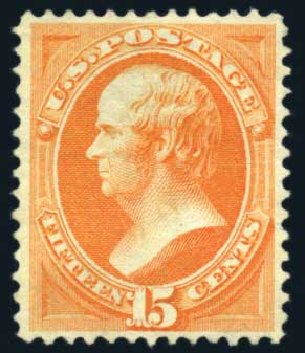 US Stamps Value Scott # 163: 15c 1873 Webster Continental. Harmer-Schau Auction Galleries, Feb 2010, Sale 84, Lot 1410