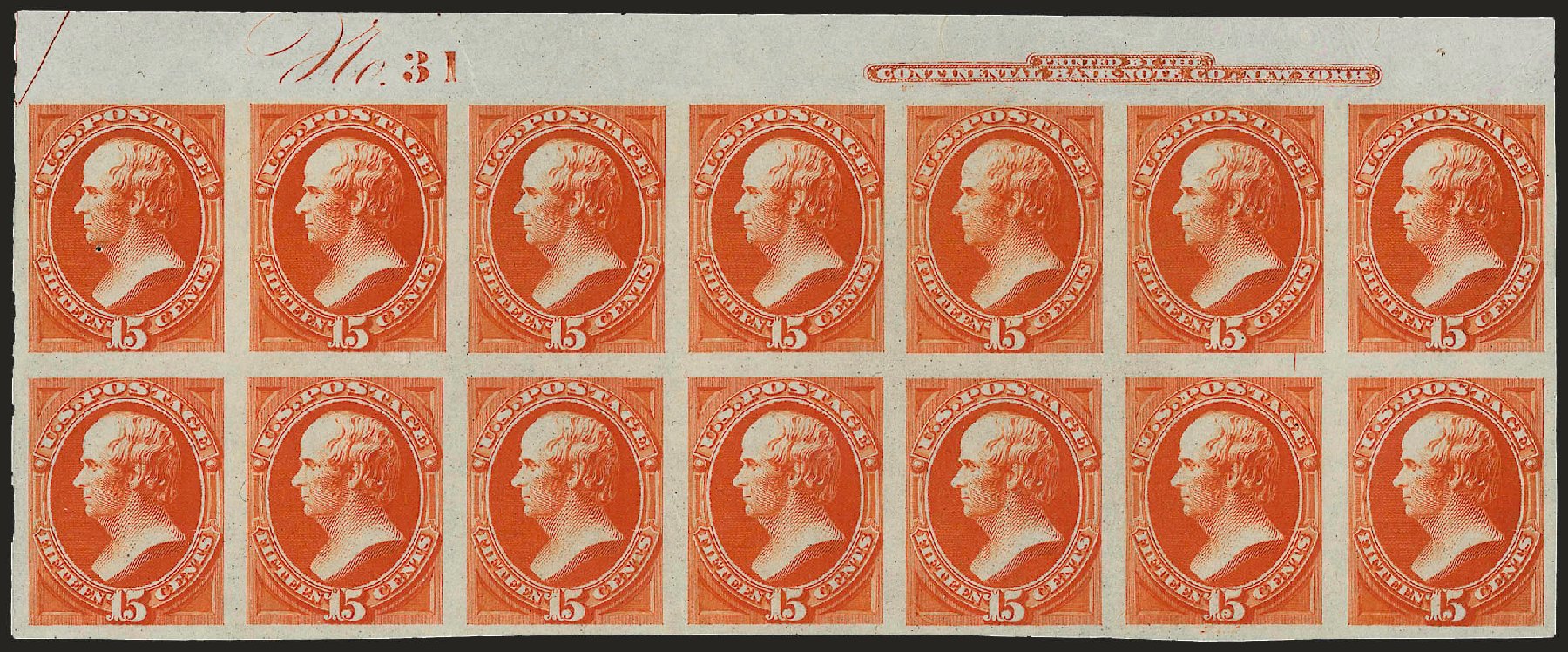 Price of US Stamps Scott Catalog 163 - 15c 1873 Webster Continental. Robert Siegel Auction Galleries, Dec 2008, Sale 967, Lot 4024