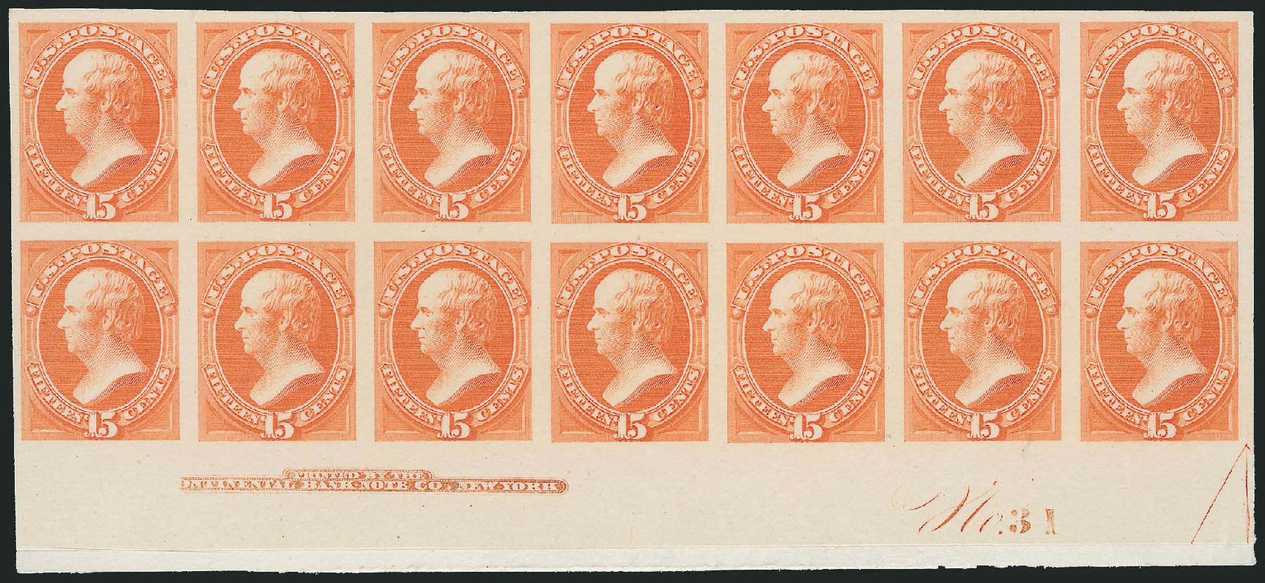 Values of US Stamps Scott #163: 1873 15c Webster Continental. Robert Siegel Auction Galleries, Dec 2010, Sale 1000, Lot 1096
