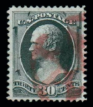 Costs of US Stamp Scott Catalogue # 165: 1873 30c Hamilton Continental. Matthew Bennett International, Dec 2007, Sale 323, Lot 421