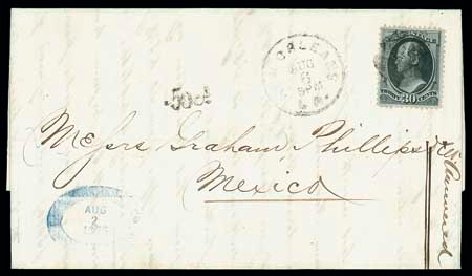 Values of US Stamps Scott 165 - 1873 30c Hamilton Continental. Matthew Bennett International, Dec 2007, Sale 323, Lot 424