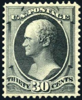 US Stamp Prices Scott # 165: 1873 30c Hamilton Continental. Harmer-Schau Auction Galleries, Mar 2011, Sale 89, Lot 195
