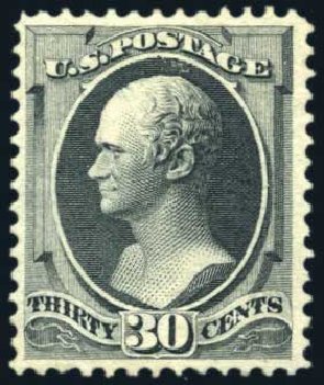 US Stamp Values Scott Catalog #165 - 1873 30c Hamilton Continental. Harmer-Schau Auction Galleries, Aug 2011, Sale 90, Lot 1325