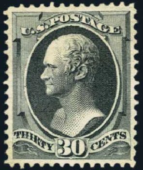 Prices of US Stamp Scott Catalog 165 - 1873 30c Hamilton Continental. Harmer-Schau Auction Galleries, May 2013, Sale 97, Lot 346