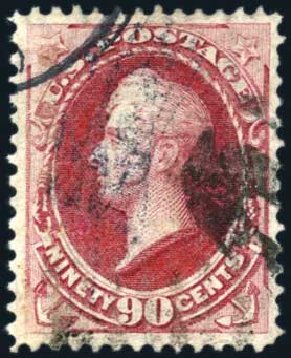 Prices of US Stamps Scott #166 - 1873 90c Perry Continental. Harmer-Schau Auction Galleries, Jun 2008, Sale 78, Lot 1387