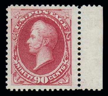 Values of US Stamp Scott Catalog # 166 - 1873 90c Perry Continental. Matthew Bennett International, Oct 2007, Sale 320, Lot 471