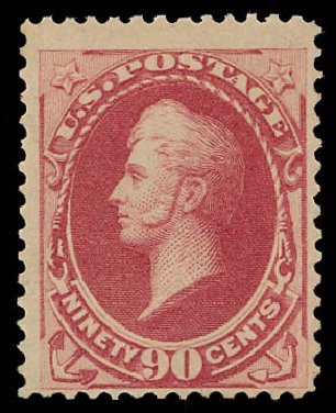 Values of US Stamp Scott Catalog #166 - 90c 1873 Perry Continental. Daniel Kelleher Auctions, Aug 2012, Sale 631, Lot 854