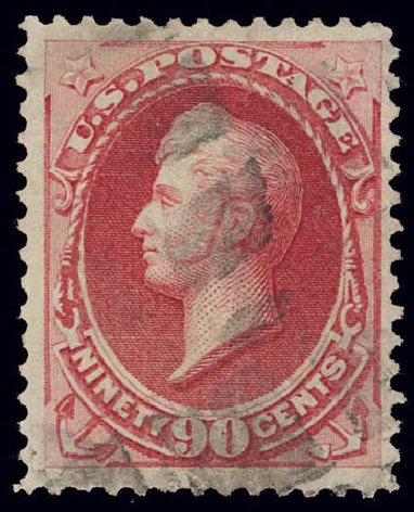 Value of US Stamp Scott Cat. #166 - 1873 90c Perry Continental. Daniel Kelleher Auctions, Feb 2013, Sale 634, Lot 135