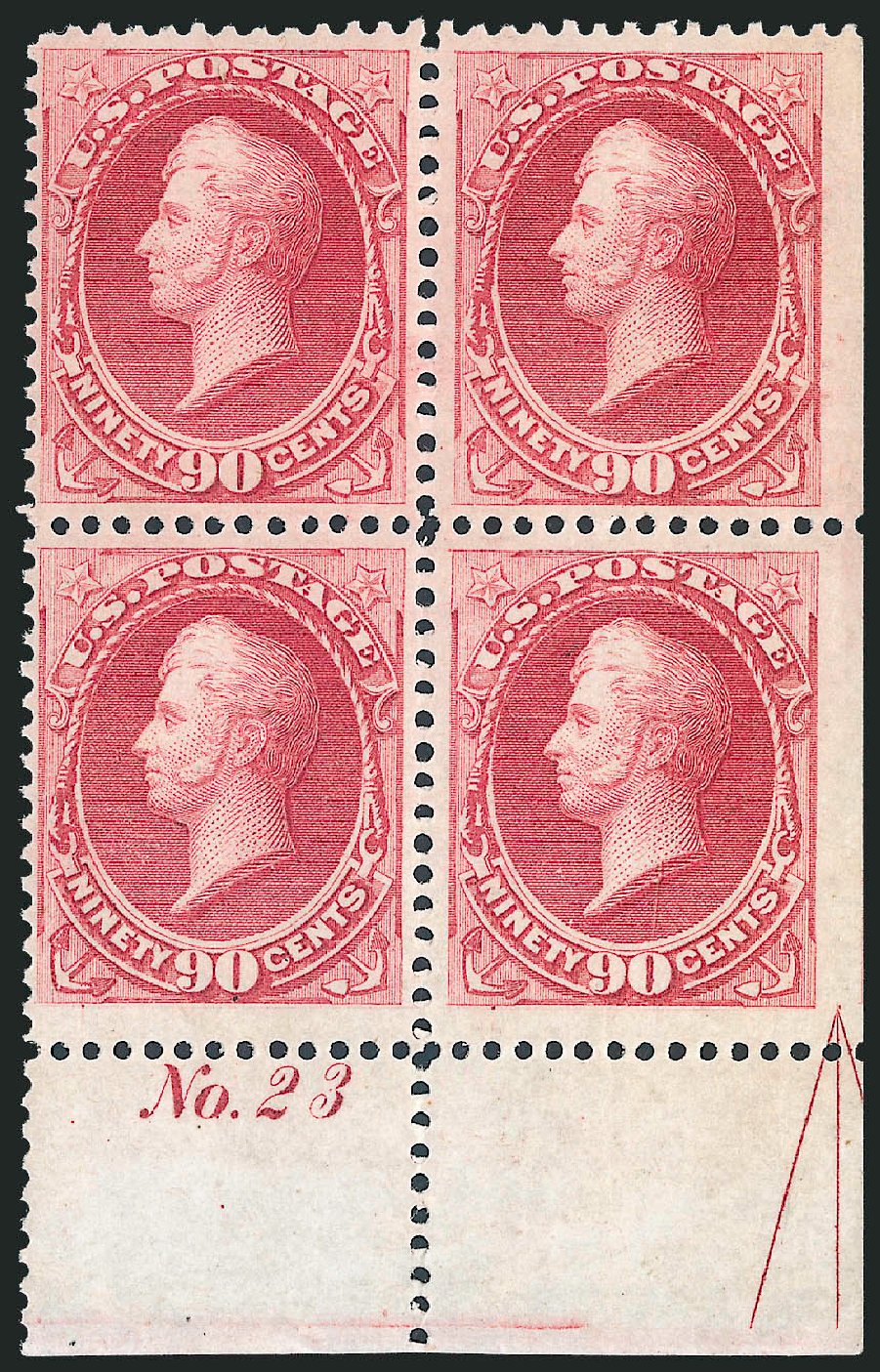 Value of US Stamps Scott Catalog #166: 1873 90c Perry Continental. Robert Siegel Auction Galleries, Jun 2012, Sale 1025, Lot 172
