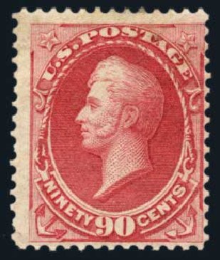 Values of US Stamp Scott Catalog 166 - 90c 1873 Perry Continental. Harmer-Schau Auction Galleries, Aug 2014, Sale 102, Lot 1803