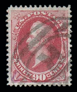 Value of US Stamp Scott Catalogue 166 - 90c 1873 Perry Continental. Matthew Bennett International, Dec 2007, Sale 323, Lot 426