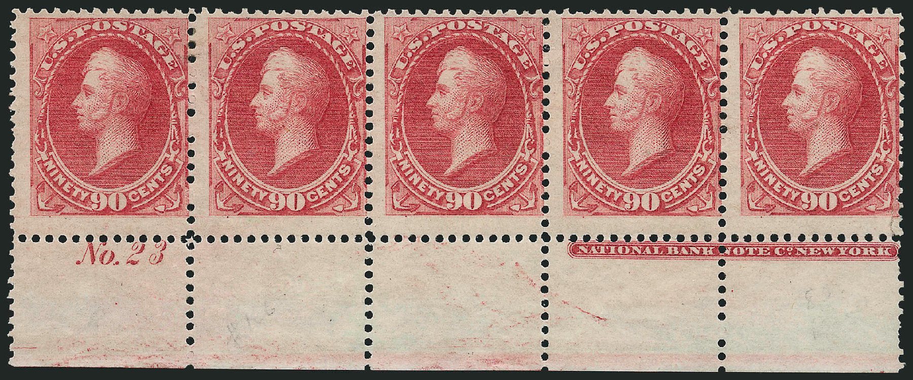 US Stamps Prices Scott Cat. # 166 - 1873 90c Perry Continental. Robert Siegel Auction Galleries, Nov 2014, Sale 1084, Lot 3436
