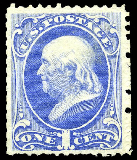US Stamp Price Scott Catalogue #167: 1c 1875 Franklin Special Printing. Matthew Bennett International, Sep 2012, Sale 345, Lot 205